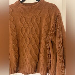 fyve xl fringe brown sweater